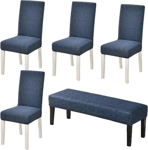 Miniatura 15 de CRFATOP 4 Piezas de Fundas Elásticas para Silla de Comedor con Funda para Banco Fundas Impresas para Silla de Comedor Fundas para Cojín de Asiento