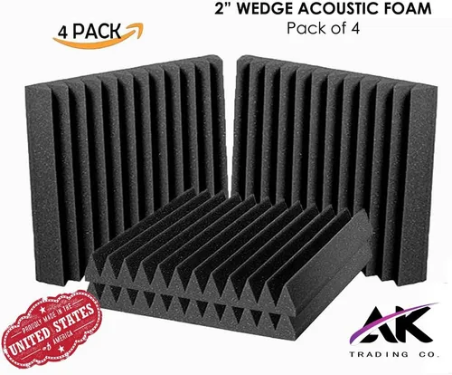 Miniatura 2 de AK TRADING CO. Paquete de 4 paneles acústicos de carbón para estudio, cuñas de espuma de 2 x 12 x 12 pulgadas