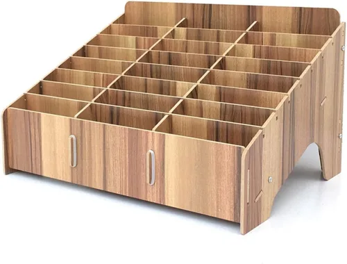 Miniatura 11 de XICHENGSHIDAI Soporte para teléfono celular con 24 ranuras para aula, caja de almacenamiento de teléfono con aspecto de madera y organizador de Negro