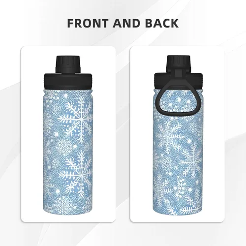 Miniatura 3 de Botella de agua deportiva a prueba de fugas con diseño de conejito junto a flores lilas, 18 onzas, de acero inoxidable duradero de doble pared