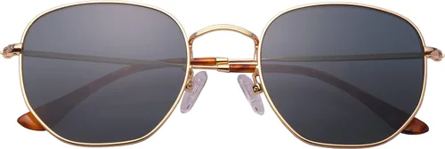Miniatura 4 de Gafas de sol hexagonales con lente de vidrio retro para hombres y mujeres marco de metal cuadrado vintage con lentes planas 2126in tamaño grande