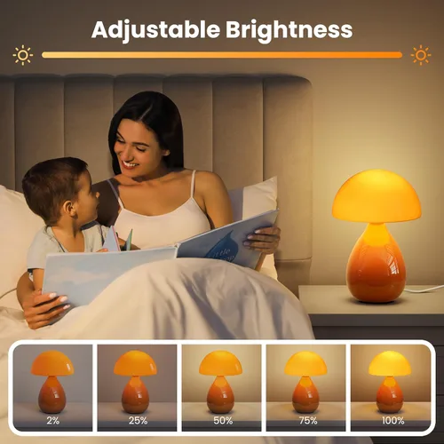 Miniatura 4 de Lámpara de mesa con forma de hongo, mini lámpara moderna para mesita de noche, luz de escritorio, bonita luz pequeña regulable para dormitorio, sala