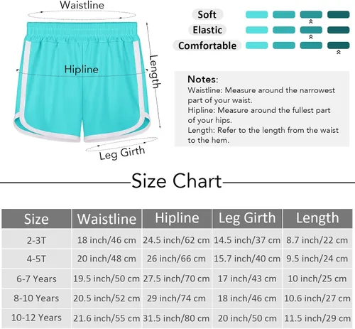 Miniatura 2 de Resinta Paquete de 5 pantalones cortos deportivos para niñas, pantalones cortos de fútbol para niños, de secado rápido, pantalones cortos