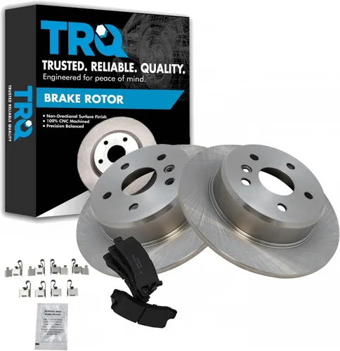 Miniatura 100 de TRQ Kit de rotor de freno trasero y pastillas de cerámica Posi premium compatible con camioneta Chevy GMC