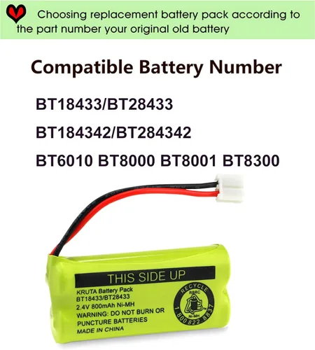 Miniatura 5 de BT18433 BT28433 2.4V 800mAh Ni-MH batería inalámbrica para teléfono compatible con BT18433/BT28433 CS6219 CS6229 DS6301 DS6151 DS6101 BT184342