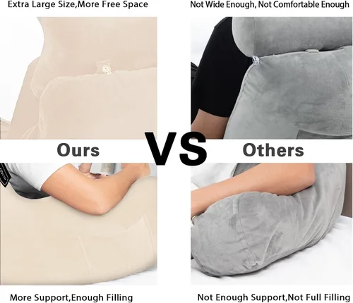 Miniatura 5 de SLIGUY Almohada de lectura, almohada de descanso para cama con rollo de cuello desmontable y brazo de apoyo superior para sentarse en la cama, sofá