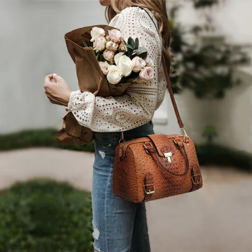 Miniatura 2 de Dasein - Bolso de mano para mujer, diseño de barril, cuero vegano, bolso de hombro, con asa superior, a la moda, bolso de trabajo