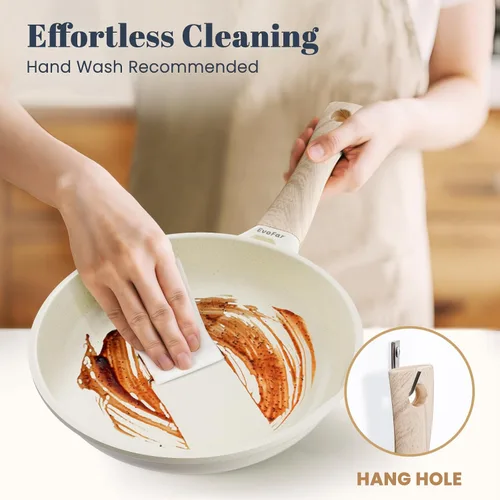 Miniatura 5 de Sartén de granito, sartenes antiadherentes de 8 pulgadas, sartenes antiadherentes ligeras para tortillas y huevos, utensilios de cocina no tóxicos