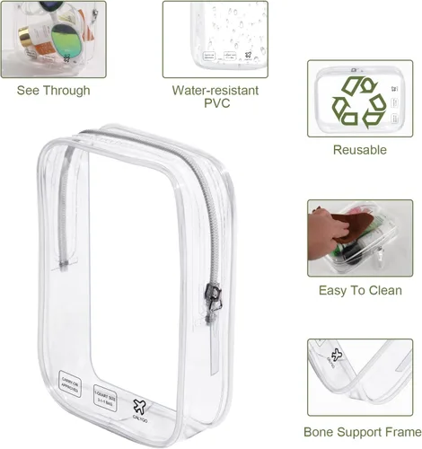 Miniatura 4 de 2 cubos de embalaje de 1 cuarto de galón, bolsa de viaje aprobada por la TSA, bolsa pequeña transparente, bolsa de viaje internacional