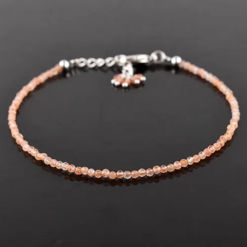 Miniatura 80 de Natural Gemstone Micro Round Beads Dainty Choker Bangle Bracelet, Handmade Jewelry for Women, Healing Chakra Crystals Silver Plated Chain 8 inch