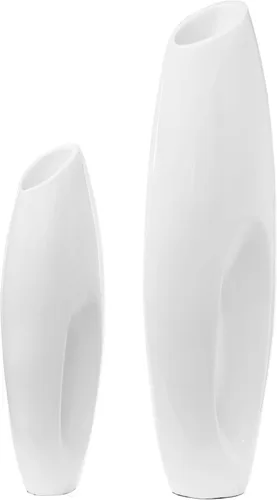 Juego de 2 jarrones altos para suelo de color blanco, moderno y grande, decorativo ligero, decoración del hogar, para la entrada, comedor, sala de