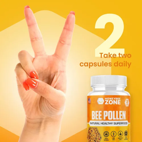 Miniatura 6 de HONEYBEEZONE Gránulos de polen de abeja 100% crudo en 60 cápsulas vegetales - Alto en complejo B esencial para el metabolismo y la energía - Sin