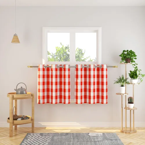 Miniatura 64 de Cortinas de 24 pulgadas de largo con diseño Buffalo Check Gingham Plaid para ventanas de cocina y baño, tratamiento para ventanas con 2 paneles