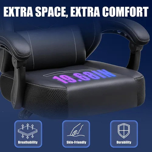Miniatura 6 de GTPLAYER Silla para juegos, silla reclinable con reposacabezas y soporte lumbar, reposabrazos de conexión, silla ergonómica para juegos, respaldo