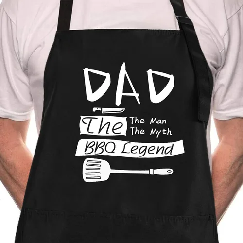 Rosoz Delantales divertidos para barbacoa negros ajustables para cocina, chef, delantales para hombres.., Talla única Papá Barbacoa Leyenda
