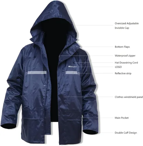 Miniatura 2 de Traje de lluvia para hombre, ligero, impermeable, protector impermeable (chaquetas y pantalones), ropa de trabajo para la lluvia Azul