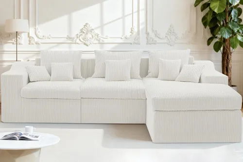 Homguava Sofás modulares seccionales para sala de estar, sofá nube de 101 pulgadas con diván en forma de L, cómodo sofá de sala de estar con asiento