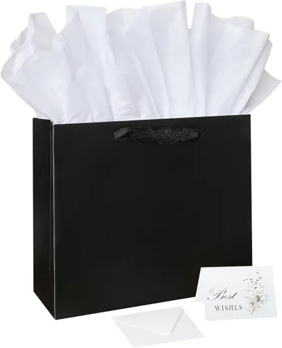 ANFENG Regalo de recuerdo de cumpleaños negro, bolsa vintage de papel para mujeres, mamá, aniversario, novedad, fiesta, bolsas de papel, idea de