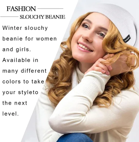 Miniatura 5 de Ruphedy Gorro holgado para mujer de punto largo holgado con calavera, para invierno