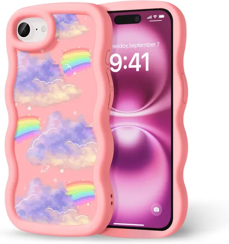 Miniatura 127 de Compatible con iPhone SE/8/7 Funda para Mujeres y Niñas, Marco Ondulado Rizado con Patrón Lindo, Estética Delgada Suave Silicona TPU Parachoques