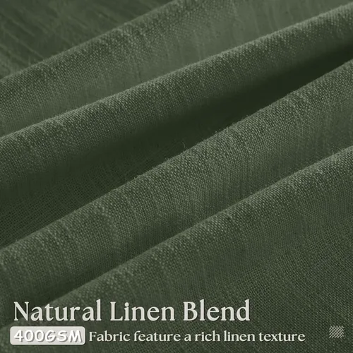 Miniatura 26 de Cortinas de lino natural con pliegues fruncidos de 120 pulgadas de largo para sala de estar, cortinas plisadas con ganchos y lengüeta trasera