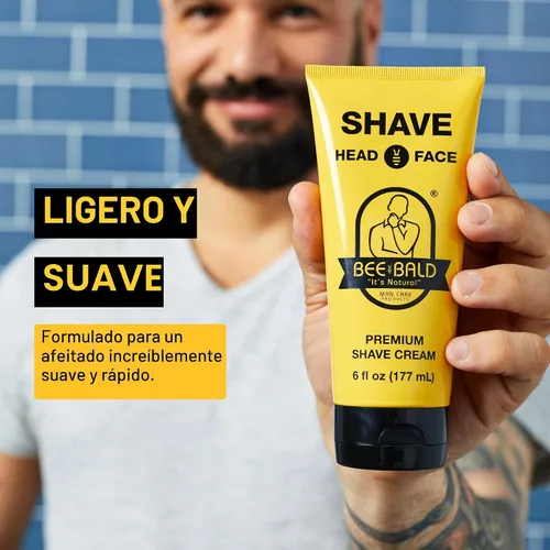 Miniatura 2 de Bee Bald Crema de Afeitar Premium SHAVE se Aplica Ligera y Suave, Increíblemente Tersa y Rápida Tanto para la Cara como para la Cabeza, 6 Fl Oz