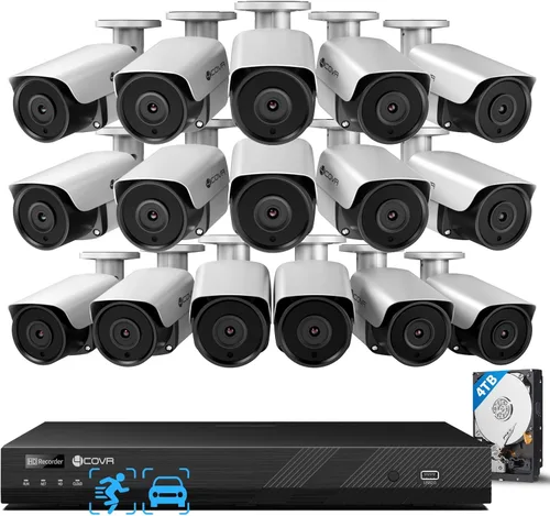 Miniatura 10 de 4COVR - Sistema de cámara de seguridad de 16 canales, detección de seres humanos/vehículos, visión nocturna, 16CH 4K NVR 4TB HDD, 12 unidades de 8