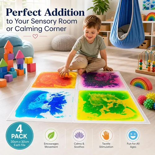 Miniatura 6 de edusense Azulejos de Suelo Líquidos Sensoriales para Niños, Azulejos Decorativos para Autismo, Juguetes de Aprendizaje Temprano, Tapetes de Juego