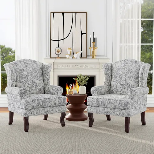 Miniatura 39 de Silla decorativa, sillón tapizado con respaldo alto con esponja de alta resistencia y patas de madera, sillas individuales modernas y cómodas de Un
