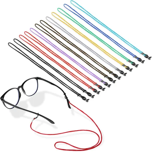 Paquete de 12 correas multicolores para gafas, retenedor de gafas, hebilla de silicona, cadena para gafas de sol, soporte para gafas de sol, correa