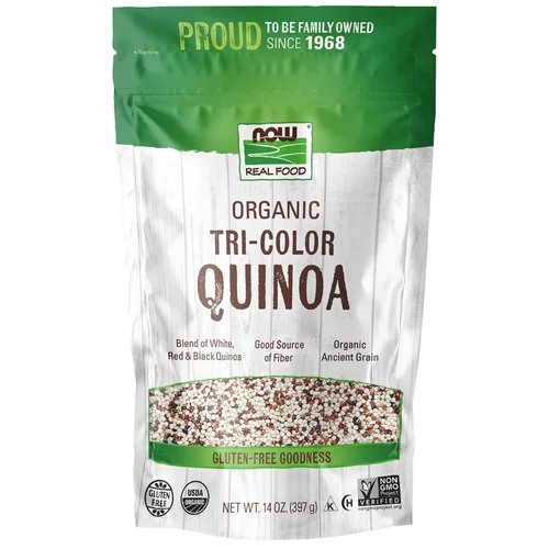 Miniatura 6 de NOW Foods, Quinoa orgánica tricolor, sin gluten, sin OMG y alergia, Frirendly, fuente de proteínas y hierro, 14 onzas (el embalaje puede variar)