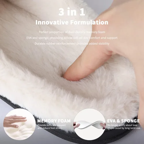Miniatura 2 de Homitem Men's Cozy Memory Foam Slippers,Fuzzy Wool-Like Plush Fleece Lined House Slippers Men Indoor Outdoor Slippers With Anti-Skid Rubber Sole