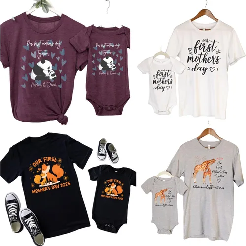 Miniatura 4 de Camisa a juego para el primer día de la madre para mamá, regalo para nueva mamá, malva jaspeada