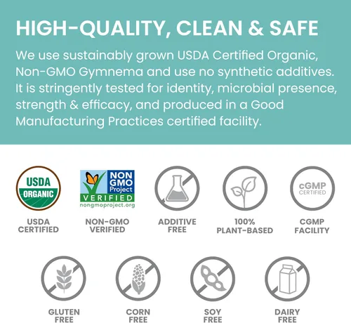 Miniatura 6 de Himalaya Organic Gymnema Sylvestre – Apoyo al metabolismo de la glucosa a base de hierbas – USDA orgánico, sin OMG, vegano, sin gluten, sin