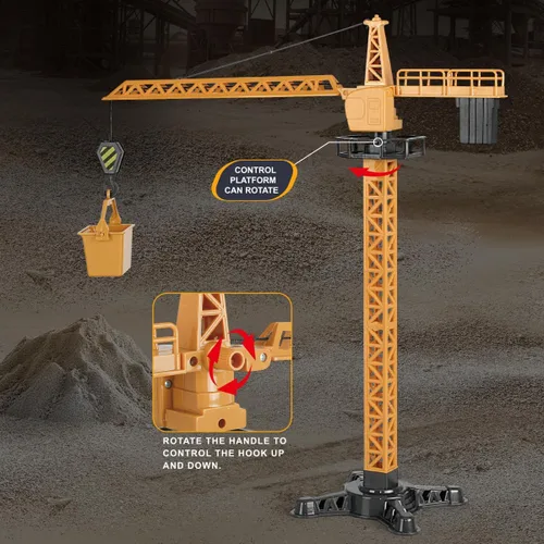 Miniatura 6 de Juego de juguetes de excavadora y camión volquete a control remoto – Excavadora RC y camión volquete con luces y sonidos – Coche excavador