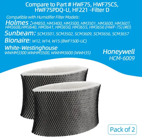 Miniatura 4 de ANTOBLE Filtros de humidificador de repuesto para humidificador Holmes HWF72 HWF75 HWF75CS HWF75PDQ-U; Sunbeam SCM3501 SCM3502 SCM3656 SCM3657