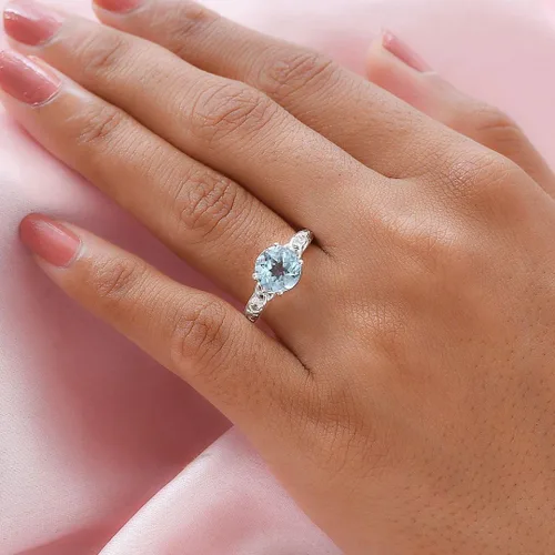 Miniatura 6 de Compra hermosos anillos de compromiso LC para mujer, piedra de topacio azul, plata de ley 925, piedra natal de amor, Metal, Topacio