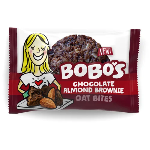 Bobo's Bocaditos de avena (brownie de almendras, paquete de 30 cajas de 1.3 onzas) Snacks de avena enrollados de grano entero sin gluten, aperitivo