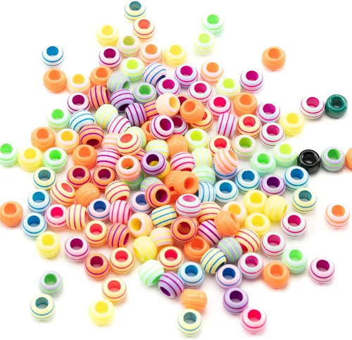 Miniatura 23 de 1000 piezas de cuentas de pony acrílicas de un solo color de 6 x 9 mm a granel para hacer joyas, aretes, trenzado de cabello Azul Oscuro
