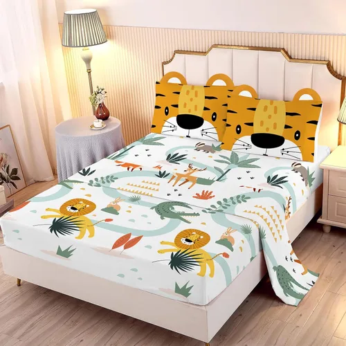 Miniatura 9 de MUSOLEI Sábana bajera ajustable de hongos, ropa de cama de hongos, decoración de hongos para niños, niños; juego de sábanas individuales; 1 sábana