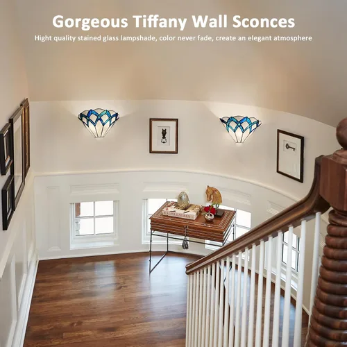 Miniatura 2 de ARTZONE Tiffany - Apliques de pared de 13 pulgadas, estilo Tiffany vintage, apliques de pared de vitrales para dormitorio, baño, sala de estar