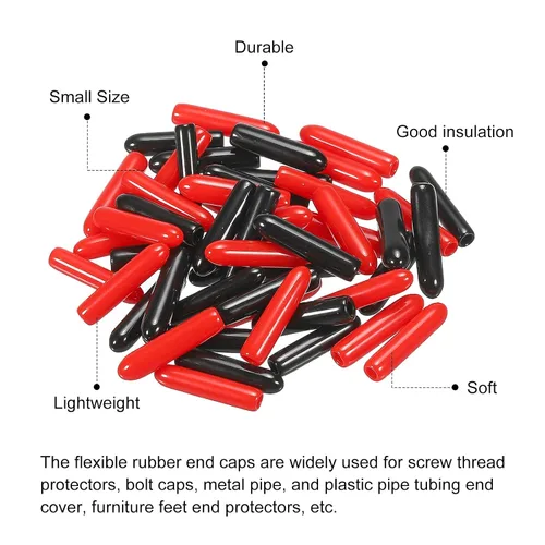 Miniatura 4 de MECCANIXITY 50 unids tapas de goma Surtido de 0.079 in PVC vinilo tornillo rosca protector para tornillo tornillo negro rojo