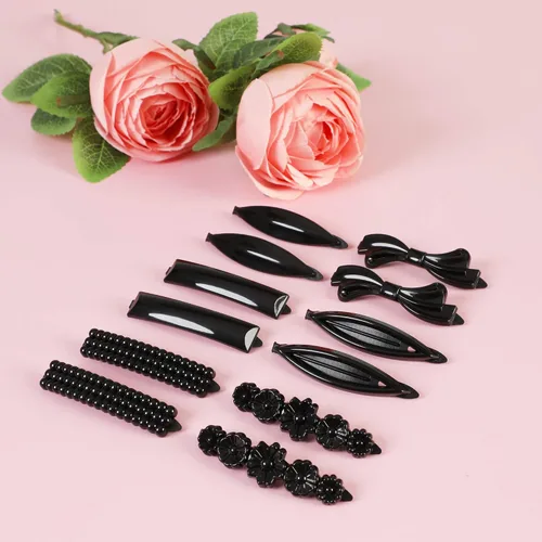 Miniatura 2 de Juego de 24 pinzas para el cabello, pasadores para el cabello para mujeres y niñas, accesorios para el cabello grueso y fino, pequeño, negro