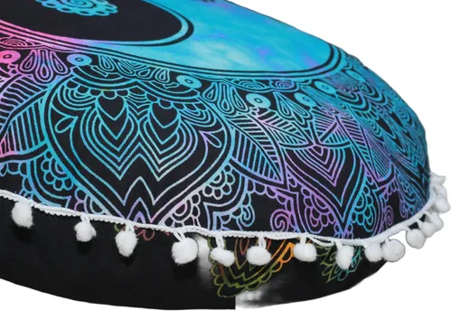 Miniatura 15 de CRAFT KALA Funda de Cojín de Suelo Redonda de 22" Mandala Boho para Sala de Meditación Asientos Pufs Funda para Sala de Estar Sala de Yoga Hogar
