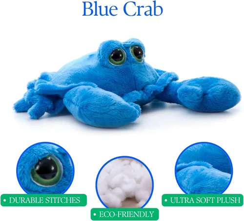 Miniatura 9 de The Petting Zoo Animal de peluche de cangrejo, regalos para niños, animales del océano de ojo brillante, juguete de peluche de cangrejo azul de 9