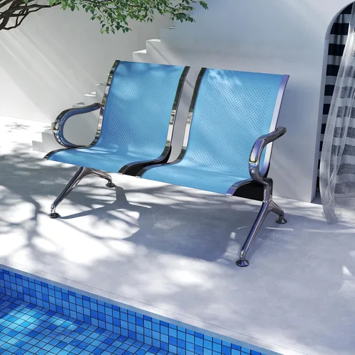 Miniatura 8 de Kinfant Silla de sala de espera de 2 asientos, sillas de recepción de invitados de oficina con respaldo ergonómico, banco de espera de aeropuerto