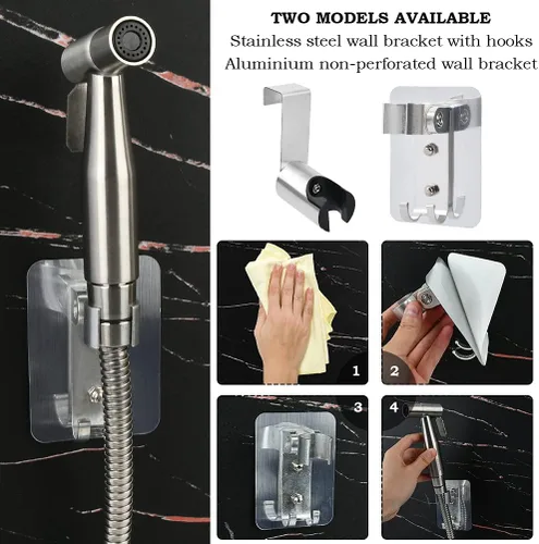 Miniatura 5 de BUYGOO Pulverizador de bidé de mano para inodoro, control de presión de agua ajustable con manguera de bidé para lavado femenino, rociador de tela