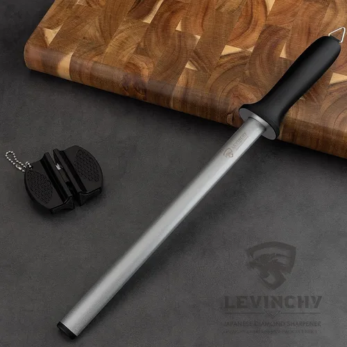 Miniatura 6 de Acero para afilar cuchillos de diamante, acero profesional con revestimiento de diamante de 12 pulgadas, varilla afiladora de cuchillos prémium