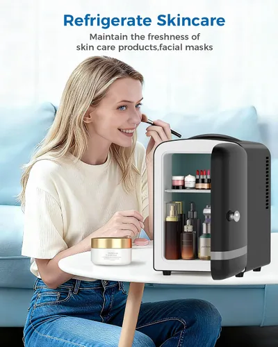 Miniatura 8 de Electactic Mini refrigerador para el cuidado de la piel, 4L/6 latas, refrigerador portátil compacto para cosméticos, refrigerador de escritorio