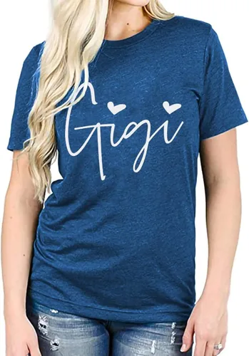 Miniatura 2 de Gigi - Camisetas para abuela, mujer, con gráfico Gigi con corazones, de manga corta